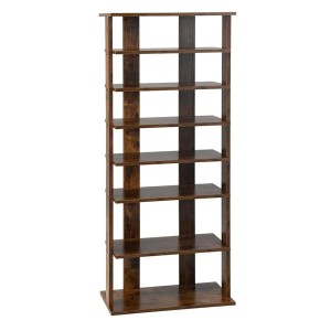 Costway 8 Stufiges Schuhregal Höhenverstellbar Holz Braun Doppel
