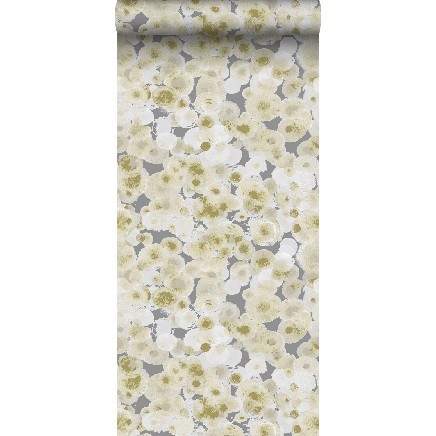 Sanders & Sanders Tapete Aquarellblasen Khakigrün und Grau 53 cm x 10 m günstig online kaufen