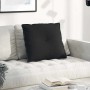 Schwarzes Rückenkissen (60x50 cm) aus Mikrofaserstoff auf Sofa.