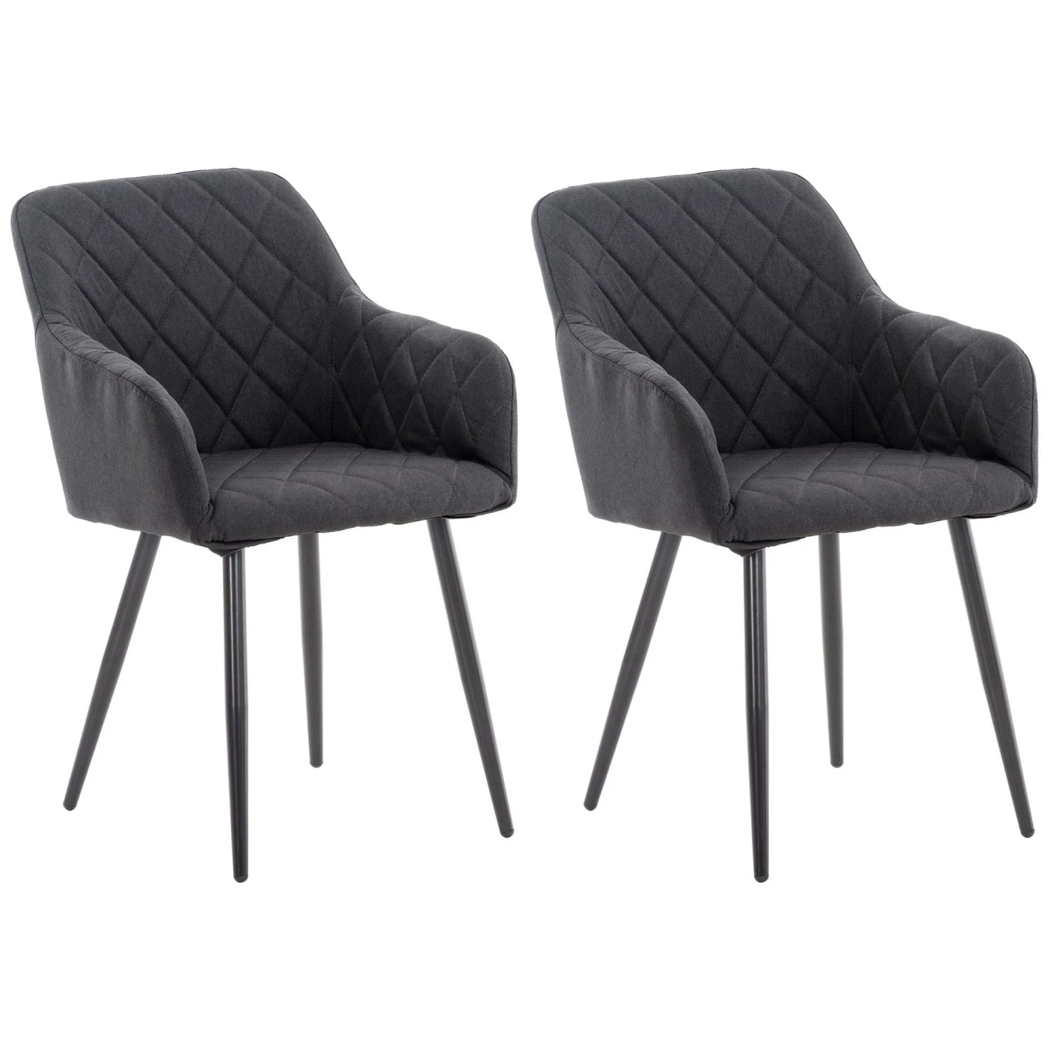 DELUKE 2er Set Esszimmerstuhl LISAN Stoff Schwarz 47x44x84cm Essstühle Esszimmerstühle Küchenstühle Wohnzimmerstühle