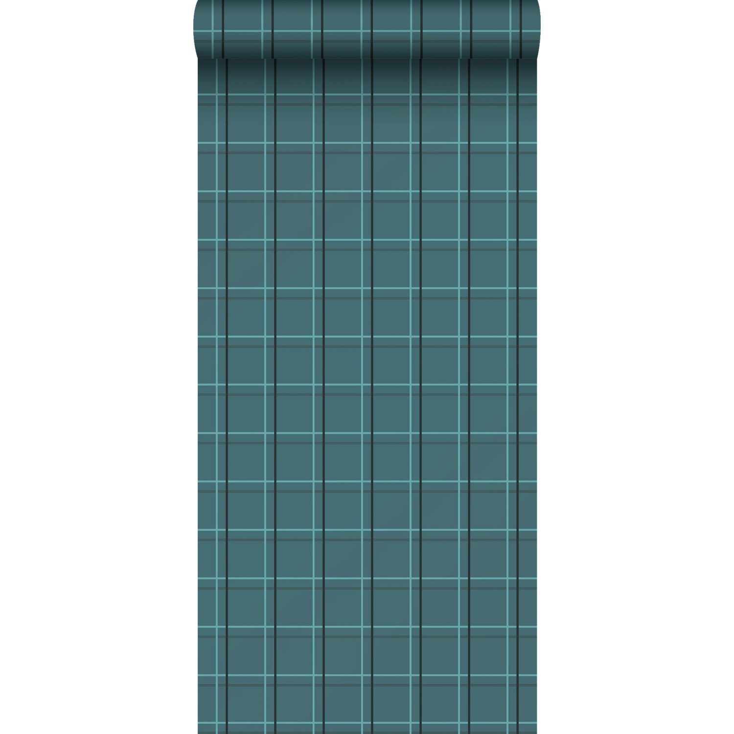 Sanders & Sanders Tapete Karomuster Petrolgrün 53 cm x 10 m günstig online kaufen