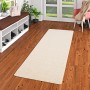 Cremefarbener Snapstyle Hochflor Teppichläufer Mona, 80x320cm, auf Holzboden.