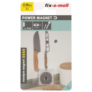 Fix-o-moll Topfmagnet Neodym, 20mm, mit Senkbohrung, hält Messer an der Wand.