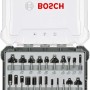 Bosch Fräser-Set, 30-teilig, 8 mm, in geöffneter Box mit Klarsichtdeckel.