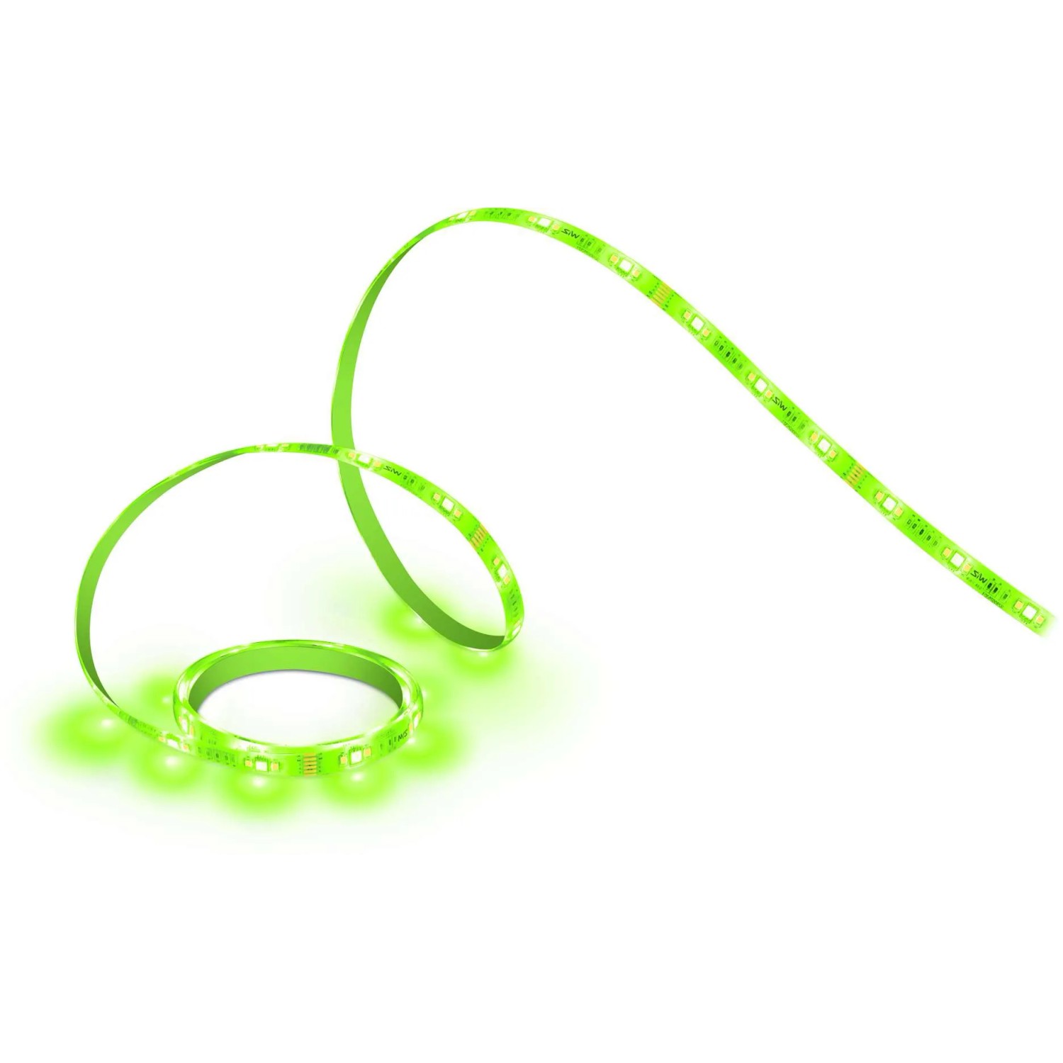 Flexibler WiZ LED Strip mit grünem Licht, ideal für indirekte Beleuchtung & smarte Lichtsteuerung.