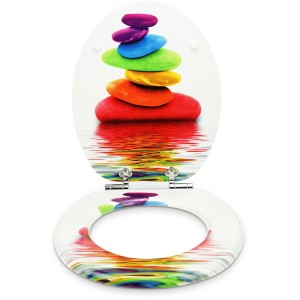Sanfino WC-Sitz Rainbow Stone: Toilettendeckel mit bunten Steinen und Absenkautomatik.