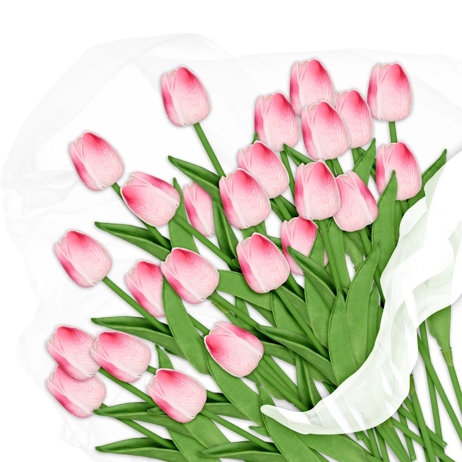 Relaxdays Tulpen Kunststoff Pink 24er Set 33,5 cm