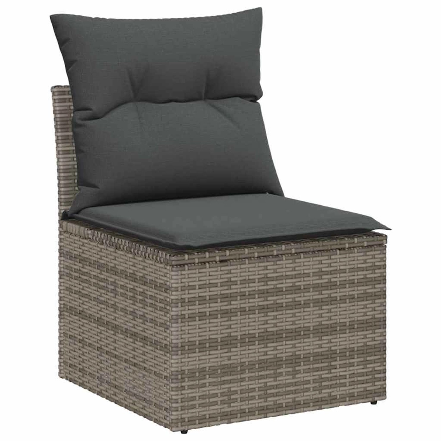 Graues vidaXL Gartenmöbel-Set, 5-teilig, aus Polyrattan mit Stauraum.