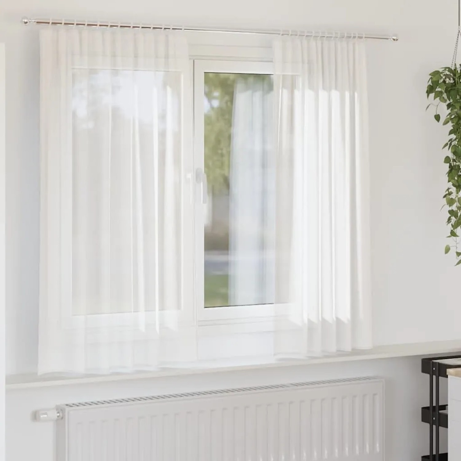 vidaXL Voile Vorhänge mit Stangentaschen 2 Stk Weiß 4102241_2