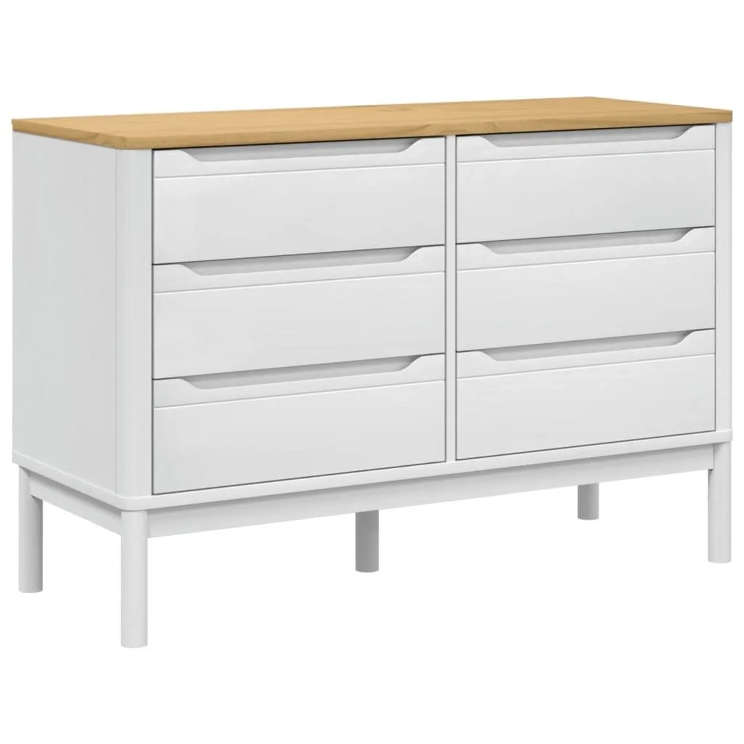 vidaXL Kommode FLORO Weiß Massivholz Kiefer 374012