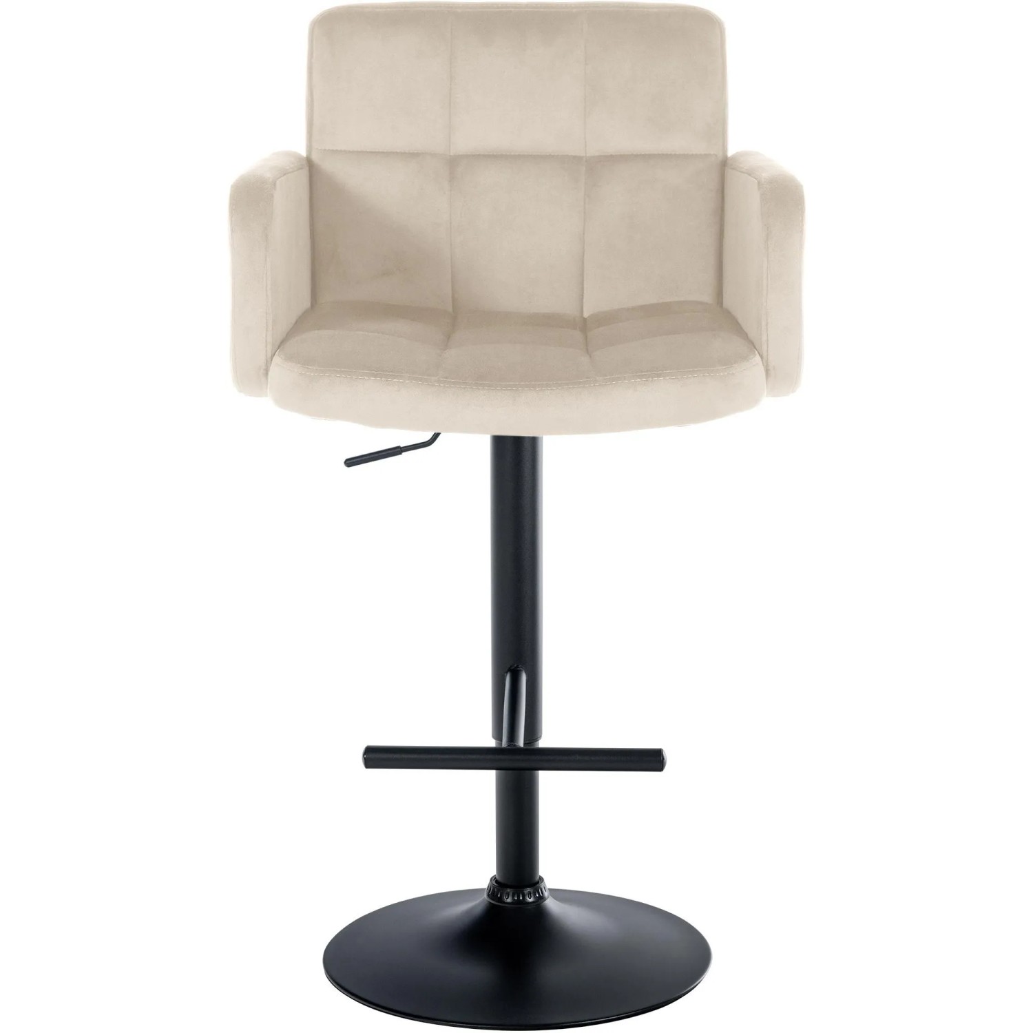 DELUKE 2er Set Barhocker SUTUN Samt Creme 60x56x93cm Schwarz Barstuhl Höhenverstellbar Mit Lehne Drehbar Tresenhocker Tresenstuhl