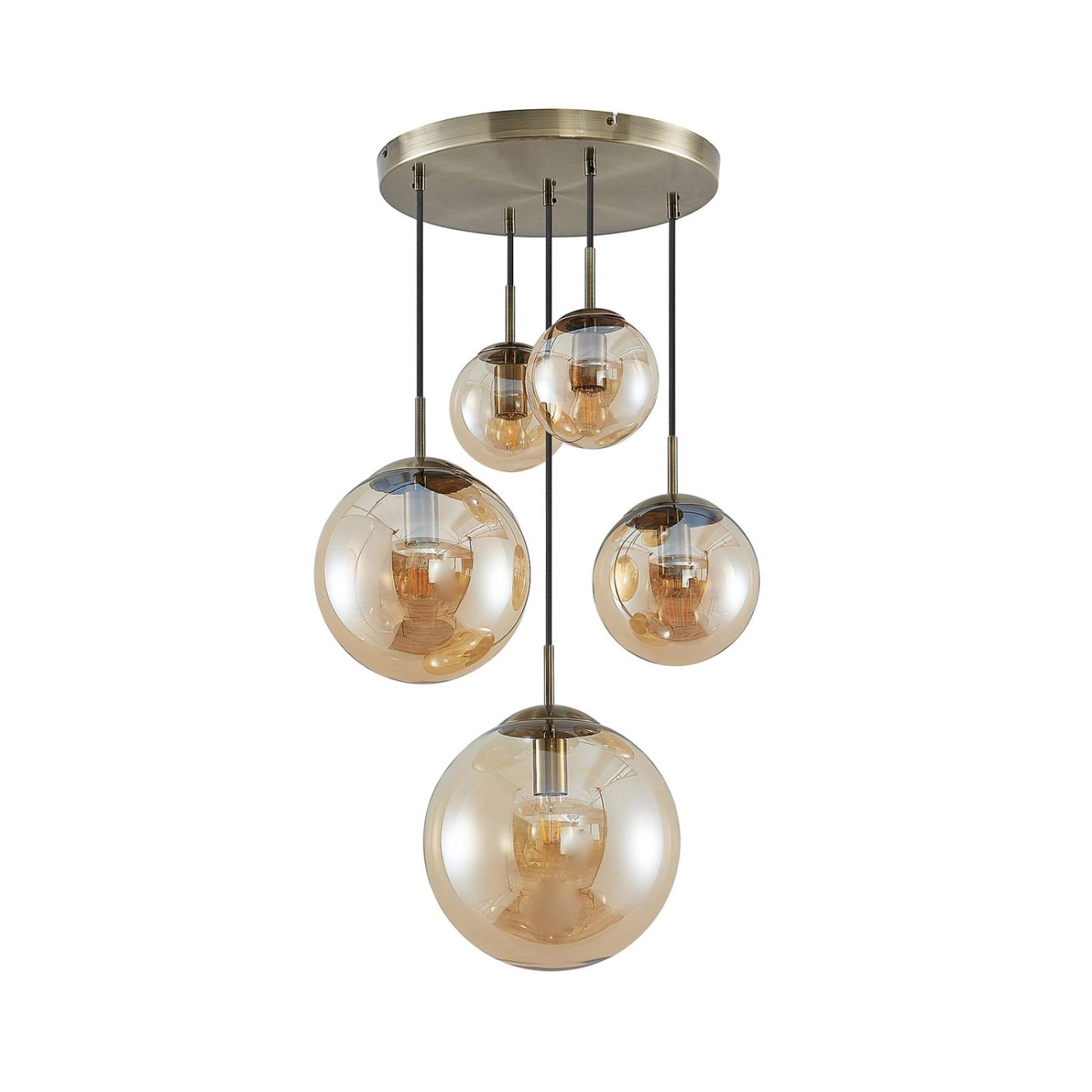 Lindby Pendelleuchte Teeja 9628021 Retro Vintage Antik in Creme aus Glas 5- günstig online kaufen