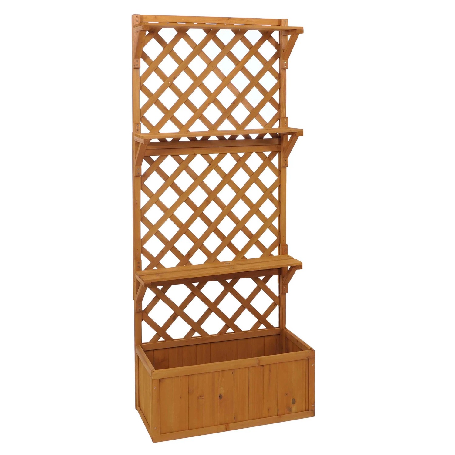 PROREGAL Hochbeet HxBxT 177x77x33cm Blumenkasten Natur Pflanzkübel Rankgitter Spalier Ablagefläche Holz