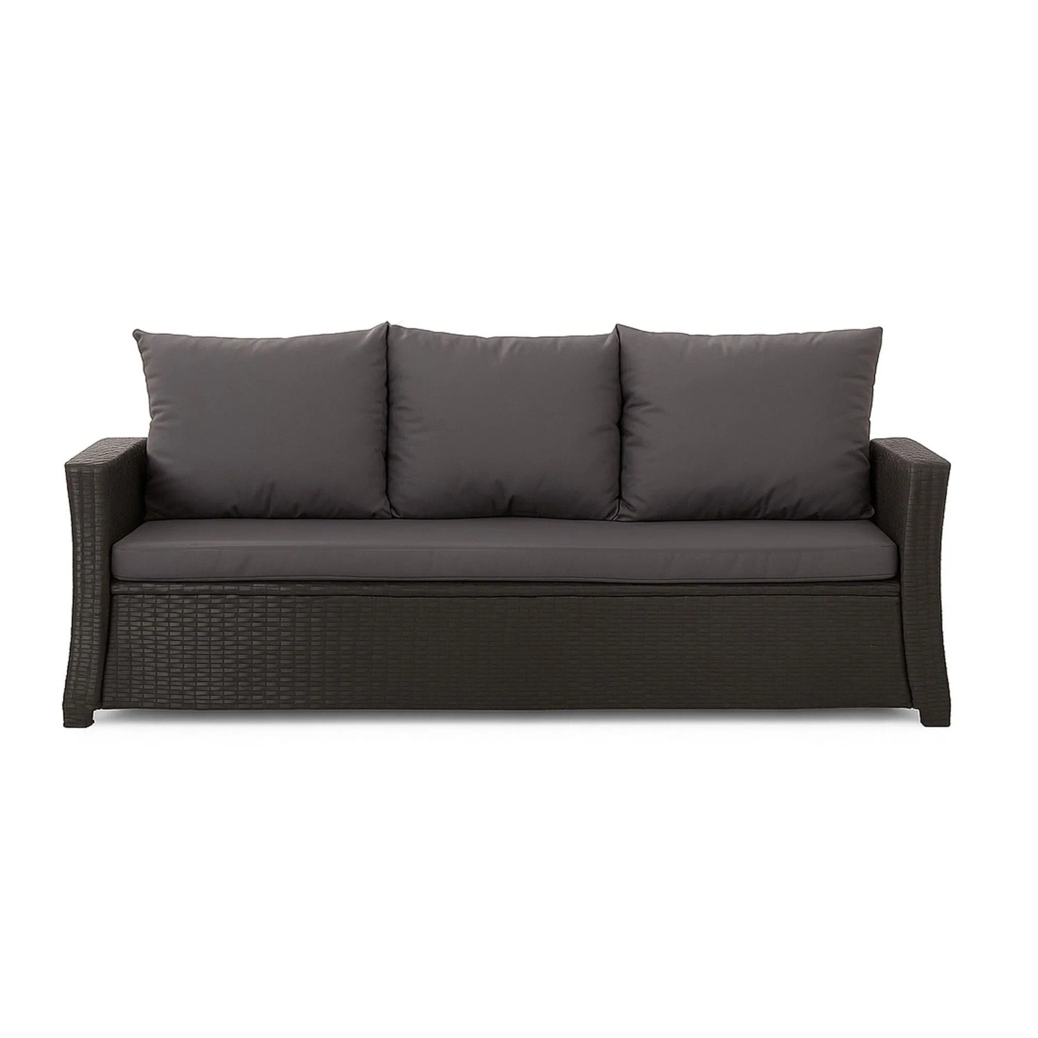 Anthrazitfarbenes 3-Sitzer Gartensofa mit Kissen Setgarden Mix-Techno für Polyrattan Möbel.