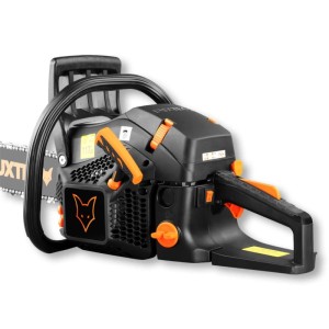 FUXTEC Benzin-Kettensäge FX-KS255 in Schwarz-Orange. Leistungsstarke Motorsäge mit ergonomischem Griff und Kette.