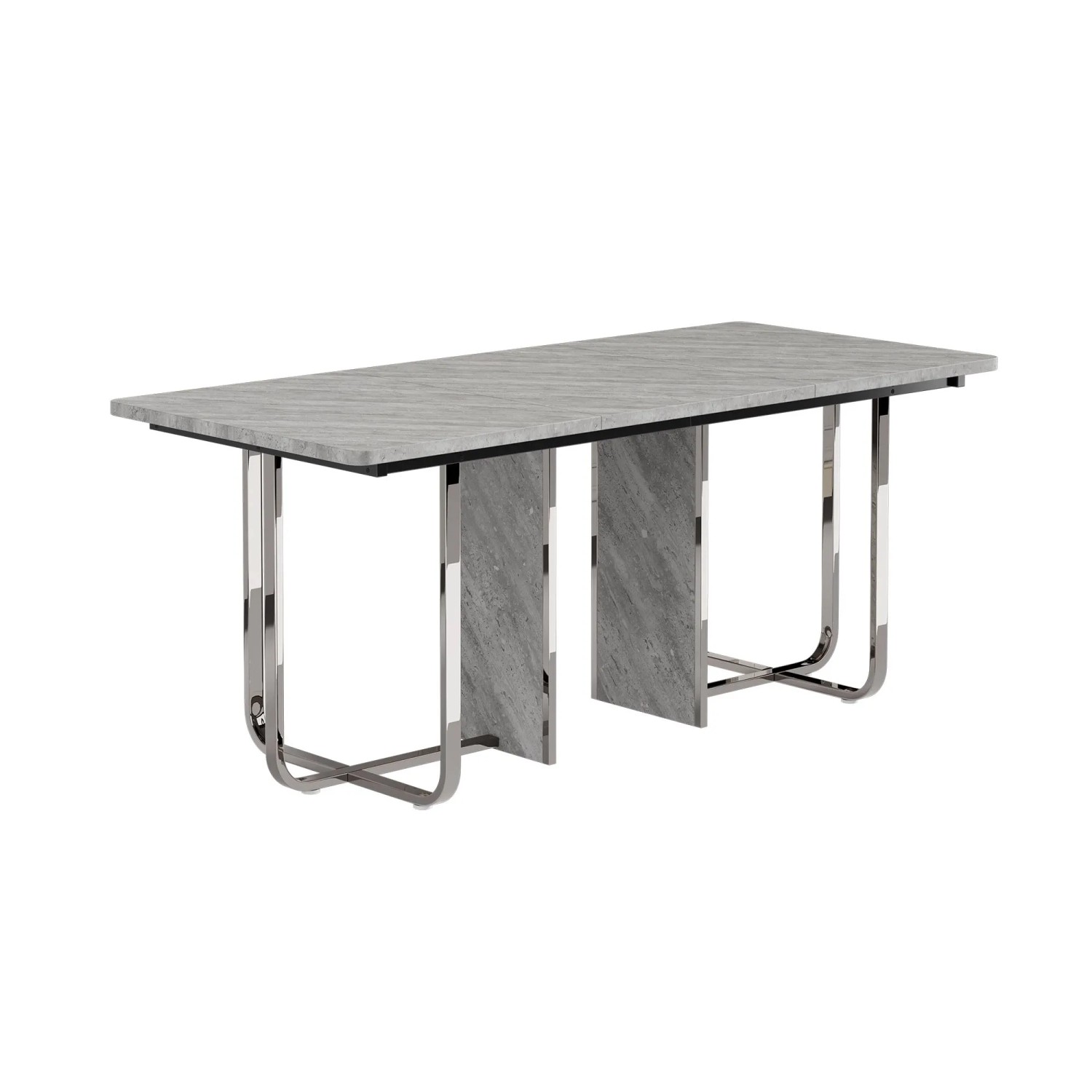 Merax Esstisch 180 cm mit Metallbeinen Grau Silber 6 Personen