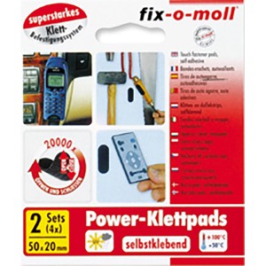 Fix-o-moll Power-Klettpads, 2 Sets selbstklebend, schwarz, 50x20mm. Vielseitig einsetzbar.