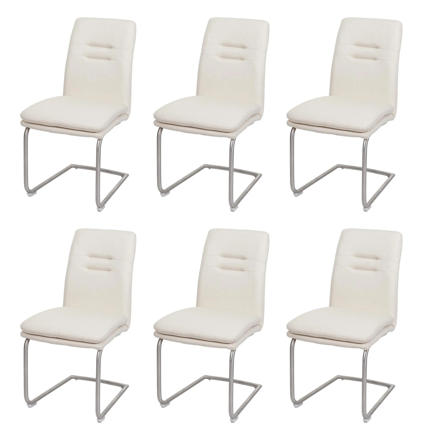 MCW Esszimmerstuhl H70 6er-Set Freischwinger Creme-Beige