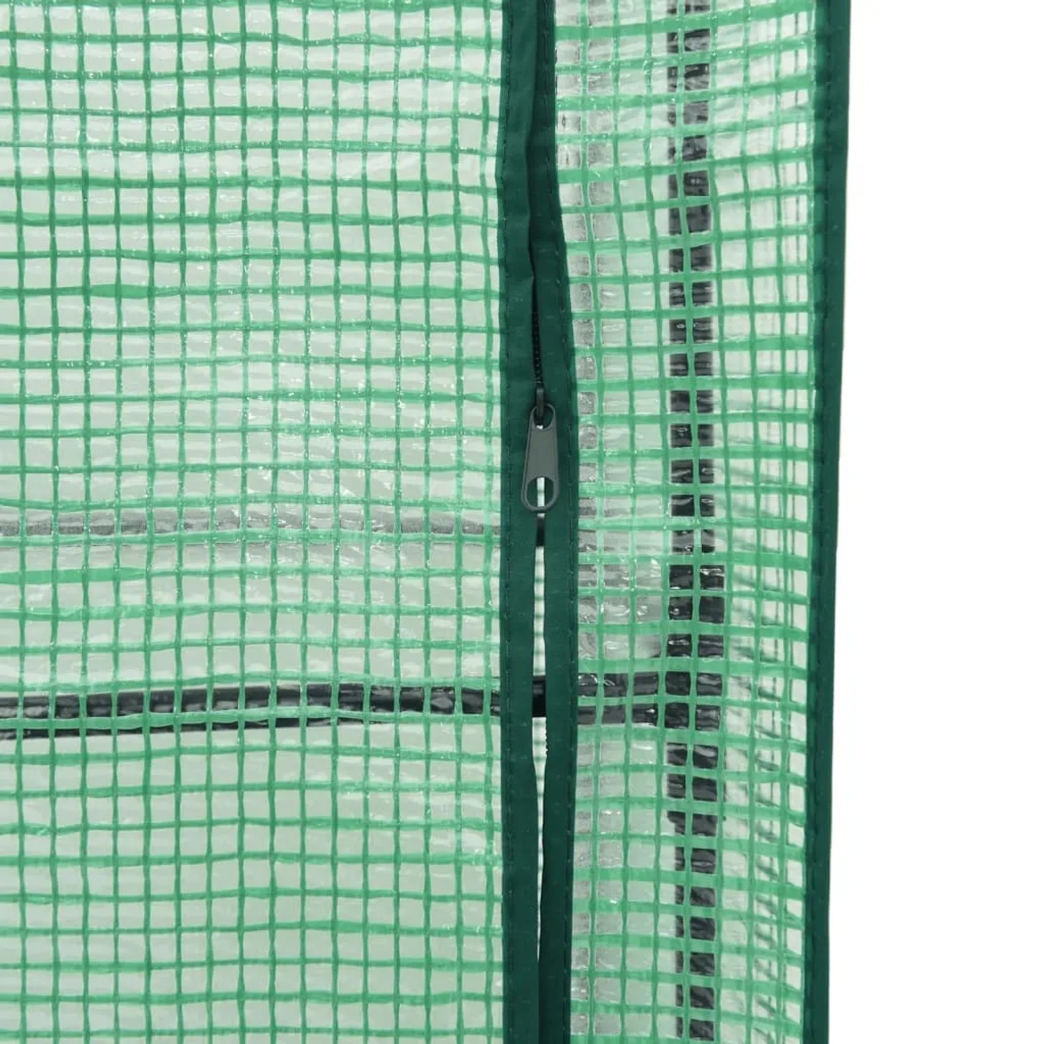 Detailaufnahme Gewächshaus-Aufsatz für vidaXL Hochbeet, Rattan-Optik, mit Reißverschluss.