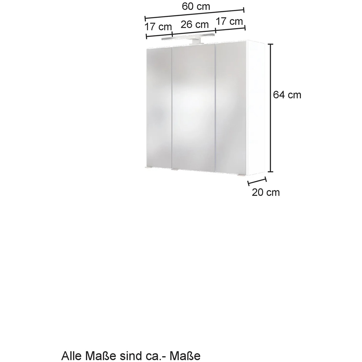 Held Möbel Badmöbel-Set Bari, 60 cm, weiß/Eiche, Spiegelschrank mit LED-Leuchte.