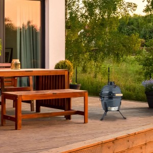 Relaxdays Kamado Grill Keramik Grau Mit Thermometer 56,5 cm x 43 cm x 46 cm 22 kg