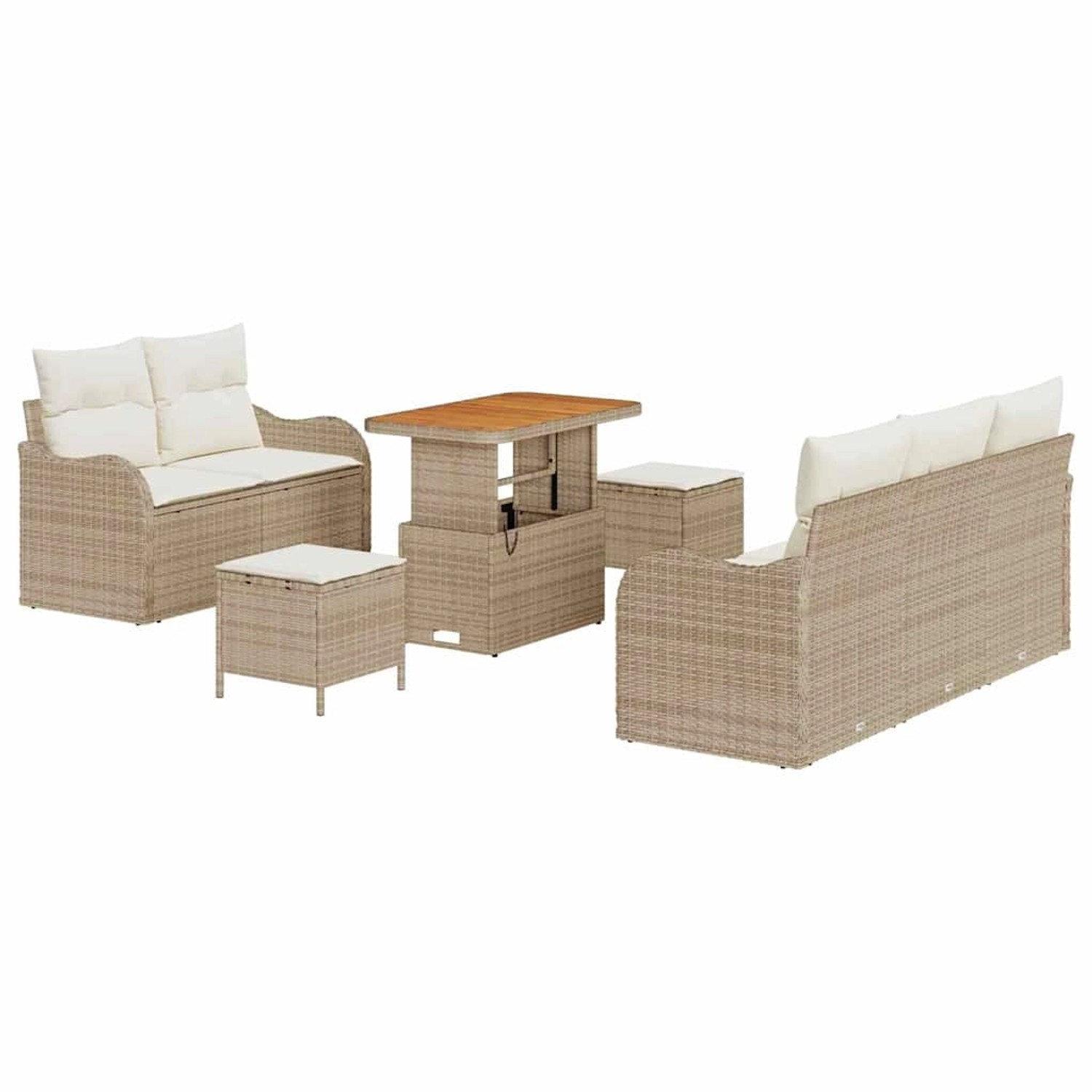 vidaXL Garten-Sofa-Set Höhenverstellbar 8-Tlg Beige Poly Rattan 3362211 günstig online kaufen