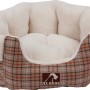 Hundebett/Katzenbett Classic mit Kissen, braunes Schottenmuster, 72x62x22cm.