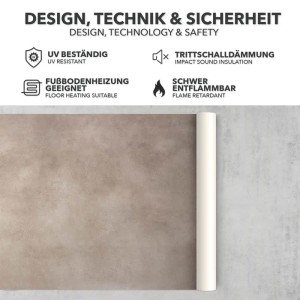 Karat CV Bodenbelag Atlantic Midas, Steinoptik, aufgerollt. PVC-Boden für Fußbodenheizung geeignet.