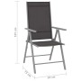 Silbernes Bistro-Set: Aluminium-Gartenstuhl mit Textilene-Bespannung, verstellbare Rückenlehne. Gartenmöbel für Terrasse und Balkon.