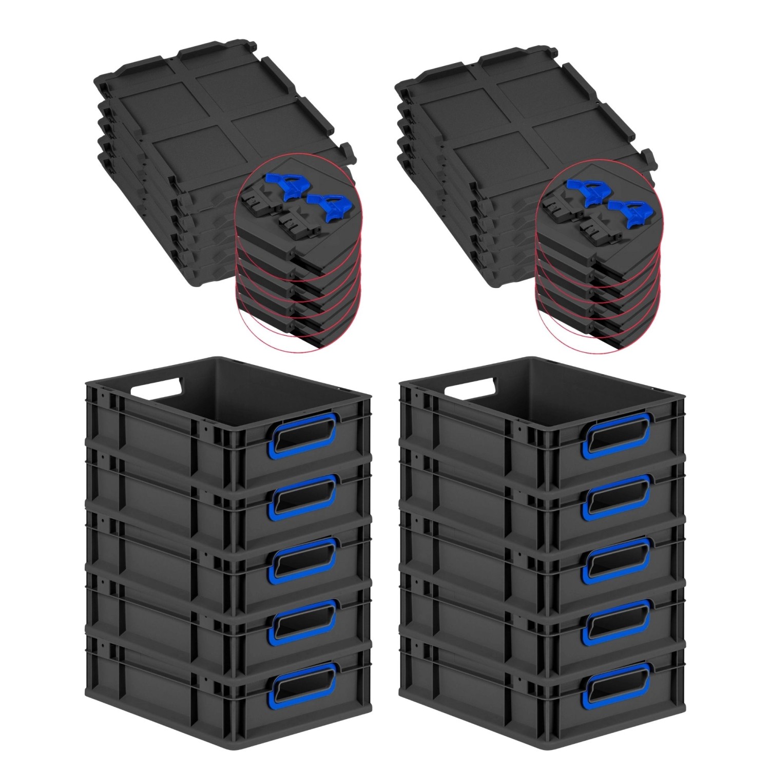 PROREGAL SuperSparSet 10x Eurobox Nextgen Color Mit Scharnierdeckel HxBxT 1 günstig online kaufen
