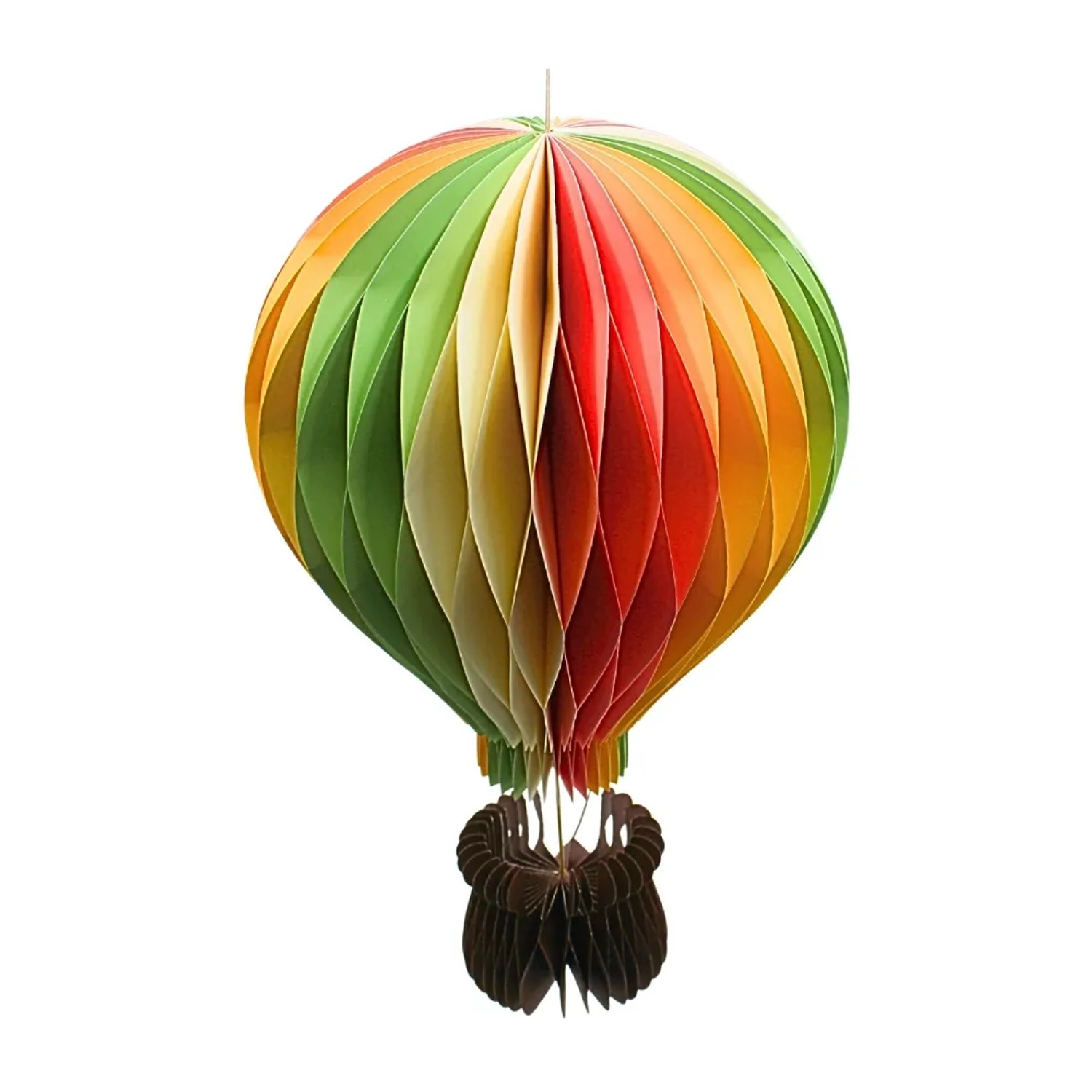 Dekohelden24 XXL Dekoballon Papierluftballon Hänger Heißluftballon mit Korb in Bunt 1 Stück Größe L/B/H 19 x 19 x 31 cm