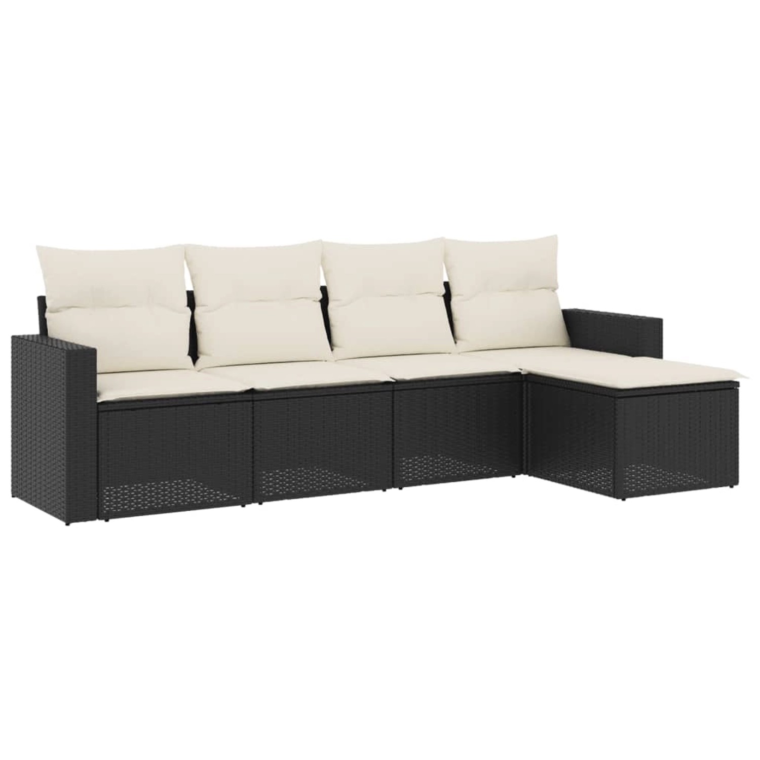 vidaXL 5-Tlg Garten-Sofagarnitur mit Kissen Schwarz Poly Rattan 3218876 günstig online kaufen
