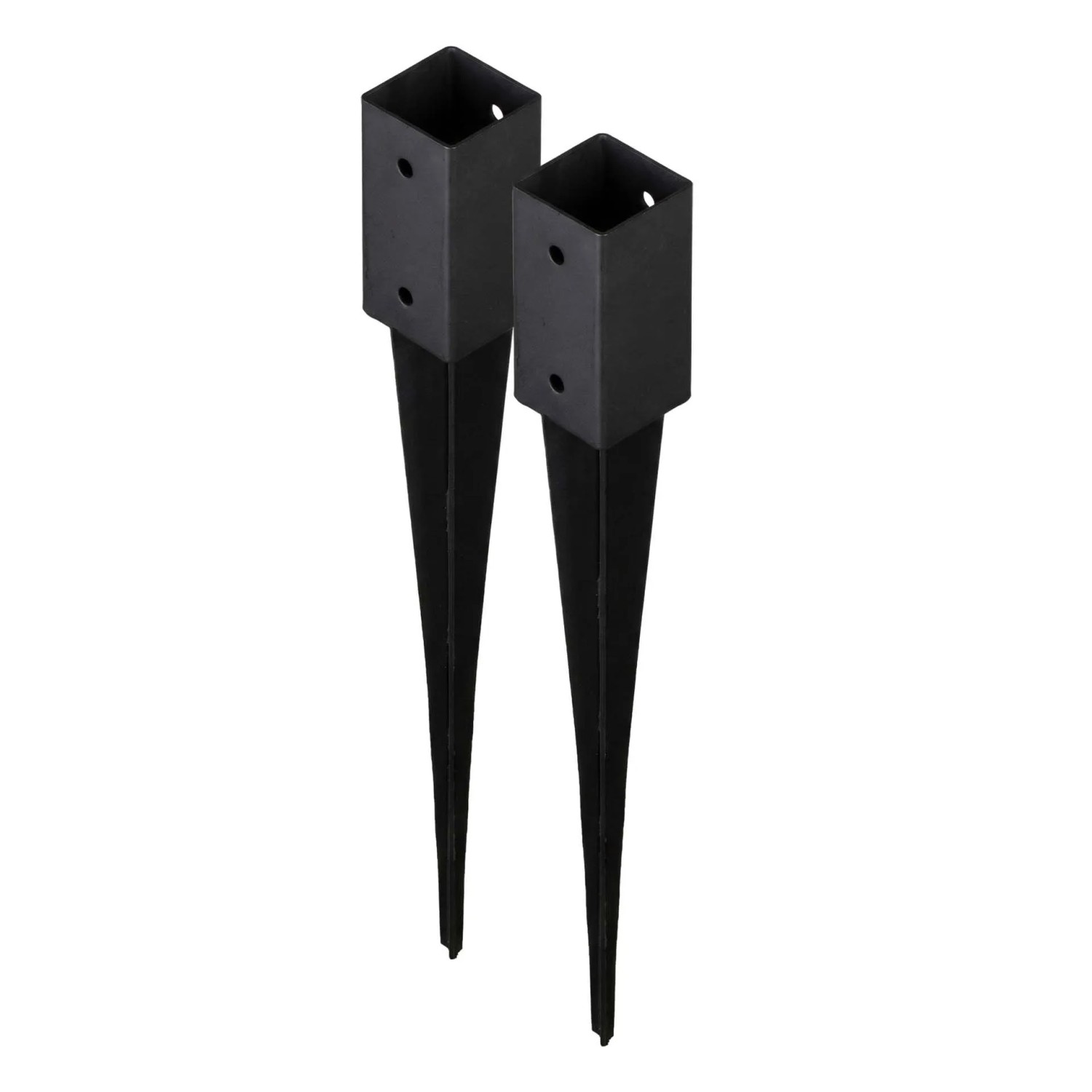 HOLLMAX 2 Stk. Einschlaghülse/Bodenhülse 71 mm Pulverbeschichtet Schwarz für Vierkantpfosten