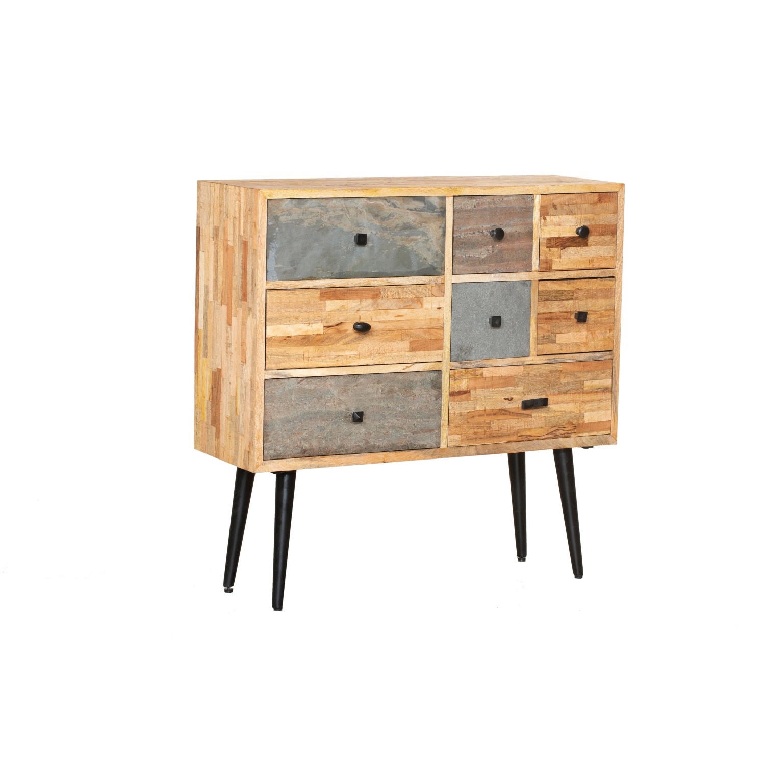 DELUKE Kommode KJELL Teak Braun 90,5x31x92cm Schrank Schlafzimmer Sideboard