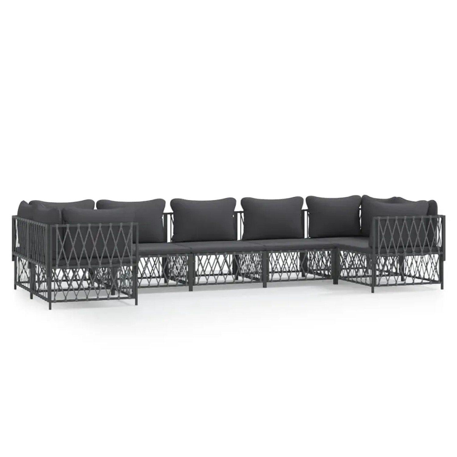 vidaXL 7-Tlg Garten-Lounge-Set mit Kissen Anthrazit Stahl 3186923