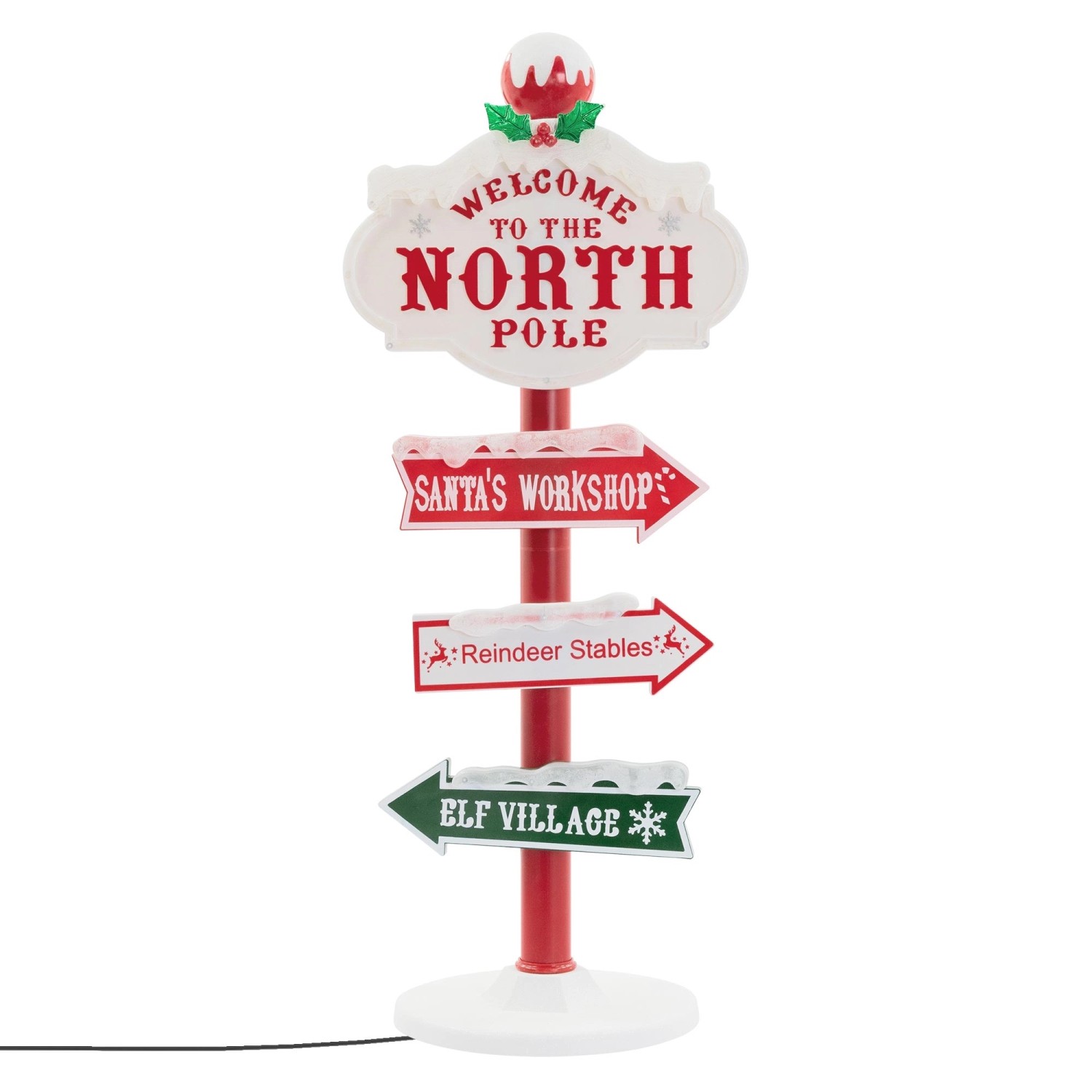ECD Germany LED Weihnachtsdeko Wegweiser 95 cm 59 LEDs Nordpol Schild günstig online kaufen