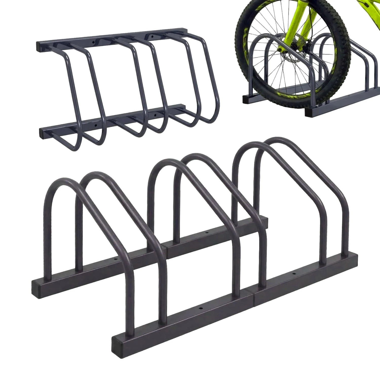 Relaxdays Fahrradständer Stahl Anthrazit für 3 Fahrräder Boden und Wandmontage 27 cm x 75 cm x 24 cm