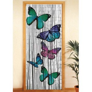 Wenko Bambusvorhang mit Schmetterlingen, 90x200 cm, als Türvorhang oder Insektenschutz.