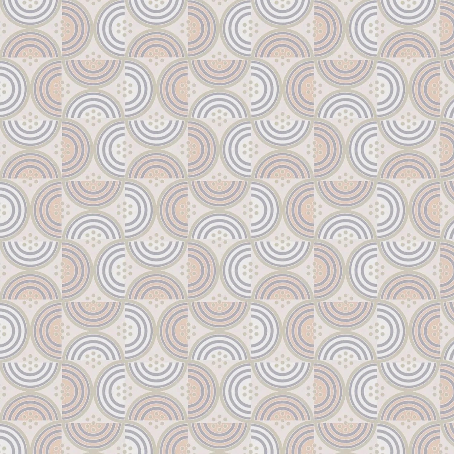 PROFHOME 390612-GU Retro Tapete Geometrisch Creme Grau-Beige Blau Orange 0,53 m x 10,05 m 5,33 m2