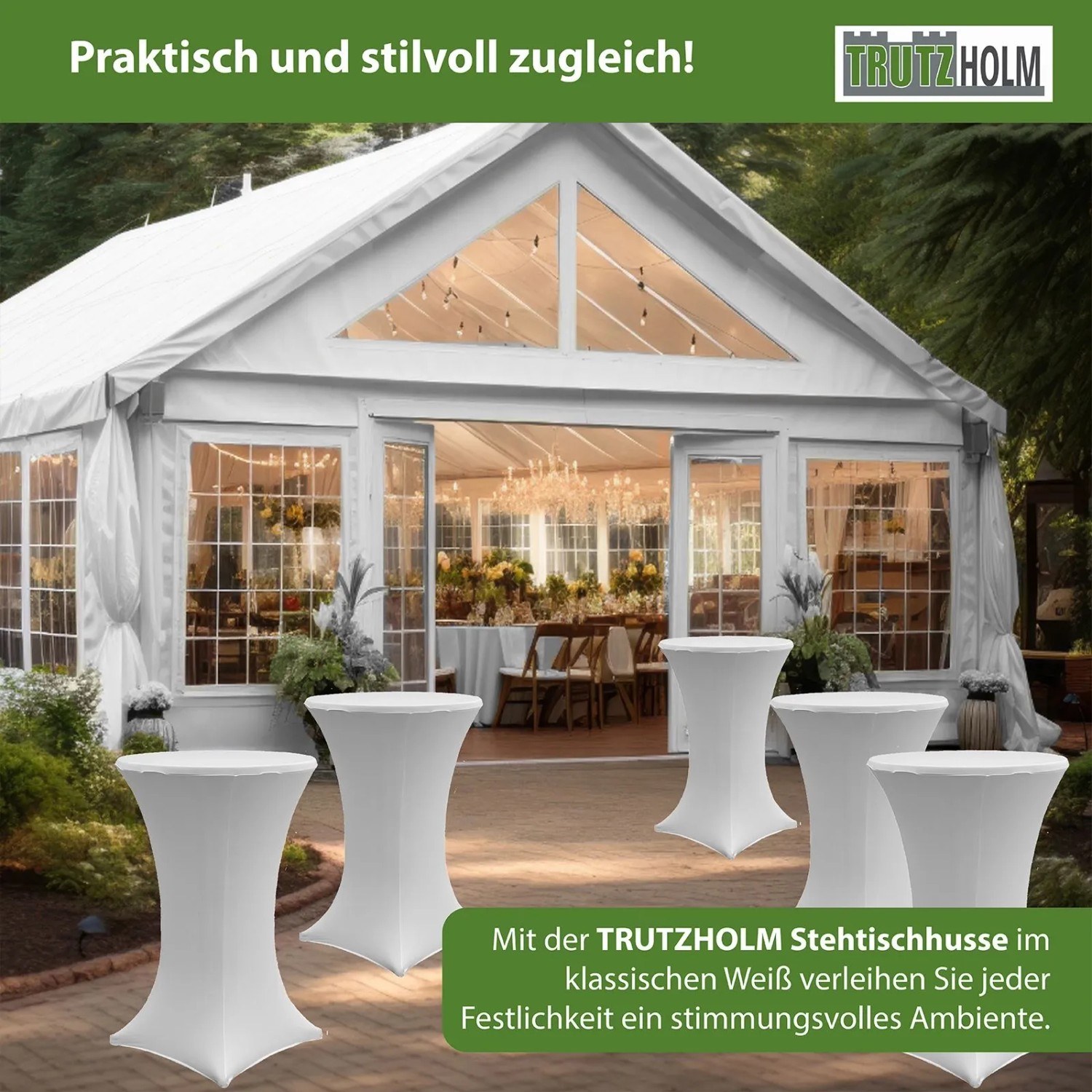 TRUTZHOLM 10er Set Stehtischhusse Stretch 70cm Weiß_6