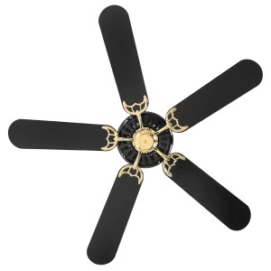 CASAFAN Deckenventilator Black Magic, 132 cm, mit Zugschnur, schwarz mit Messing-Akzenten.