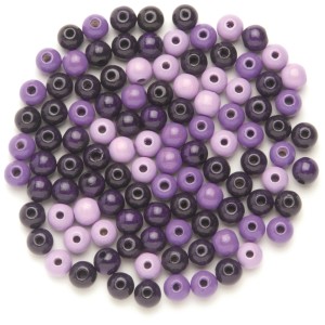 Holzperlen Ø 10mm, 47 Stück im Lila-Mix, FSC®-zertifiziert für Schmuckbasteln.