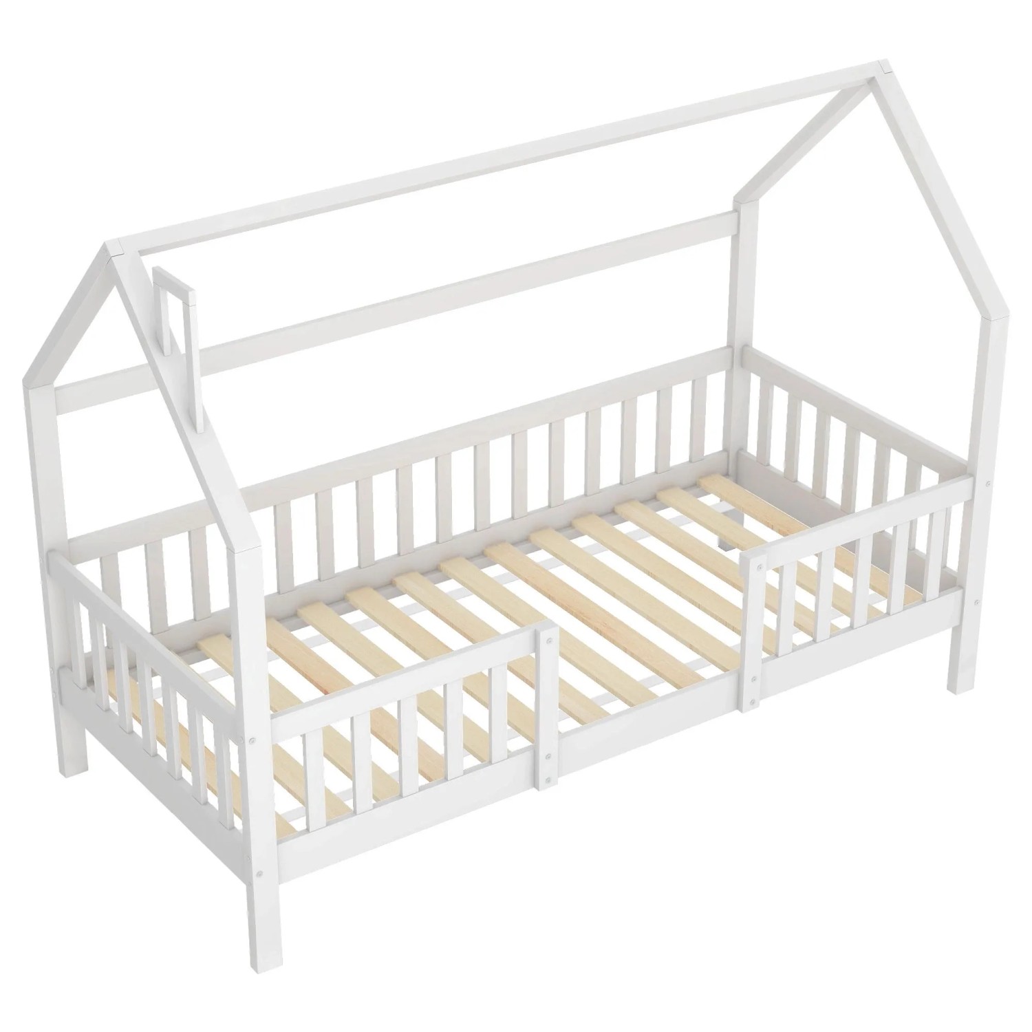 KOMHTOM Kinderbett Hausbett Mit Schornstein Lattenroste Kiefernholz Haus Bett für Kids 90x200Cm Weiß Ohne Matratze KOMHTOM Kinderbett Hausbett Mit Schornstein Lattenroste Kiefernholz Haus Bett For Kids 90x200Cm Weiß Ohne Matratze