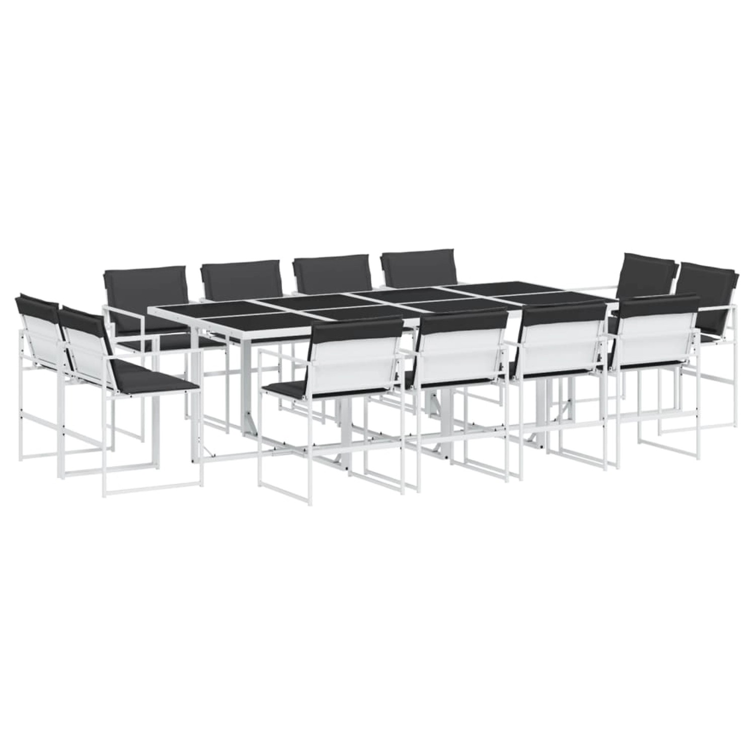 vidaXL 13-Tlg Garten-Essgruppe mit Kissen Weiß Textilene 3295110 günstig online kaufen