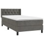 Dunkelgraues vidaXL Boxspringbett 80x200 cm mit Samtbezug, Matratze und Kopfteil.