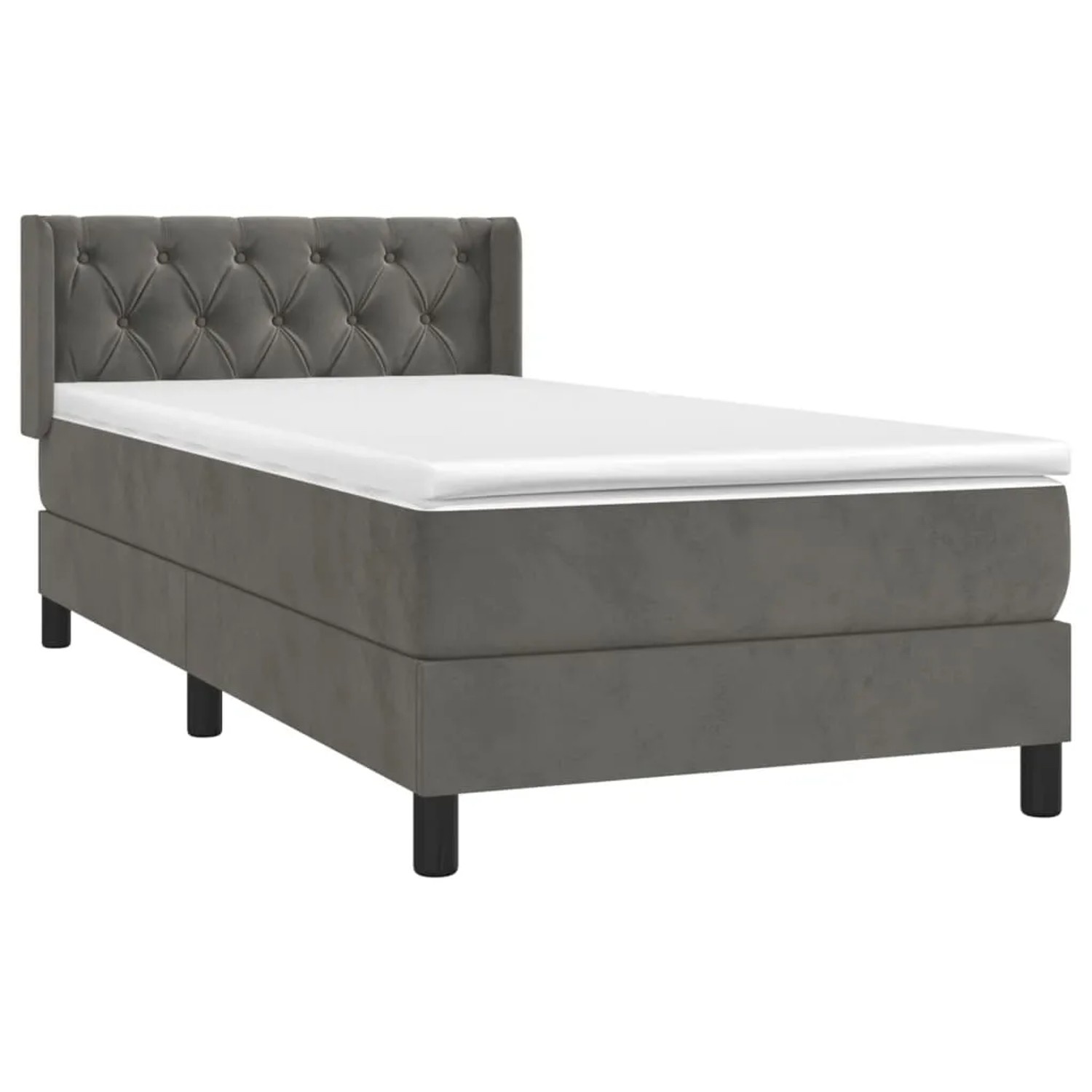 Dunkelgraues vidaXL Boxspringbett 80x200 cm mit Samtbezug, Matratze und Kopfteil.
