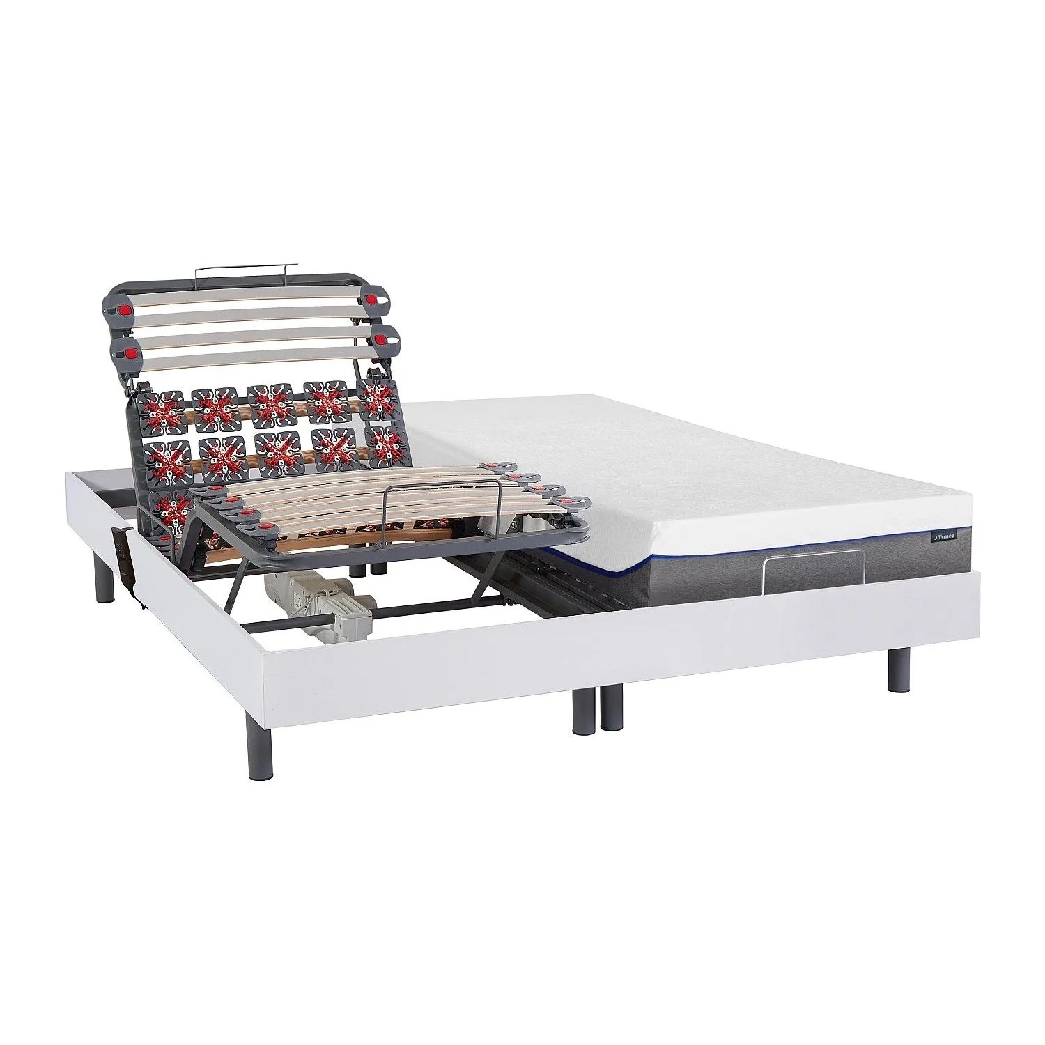 Vente-unique Bett Mit Elektrischem Lattenrost Dionysos Weiß 200 cm  71 cm