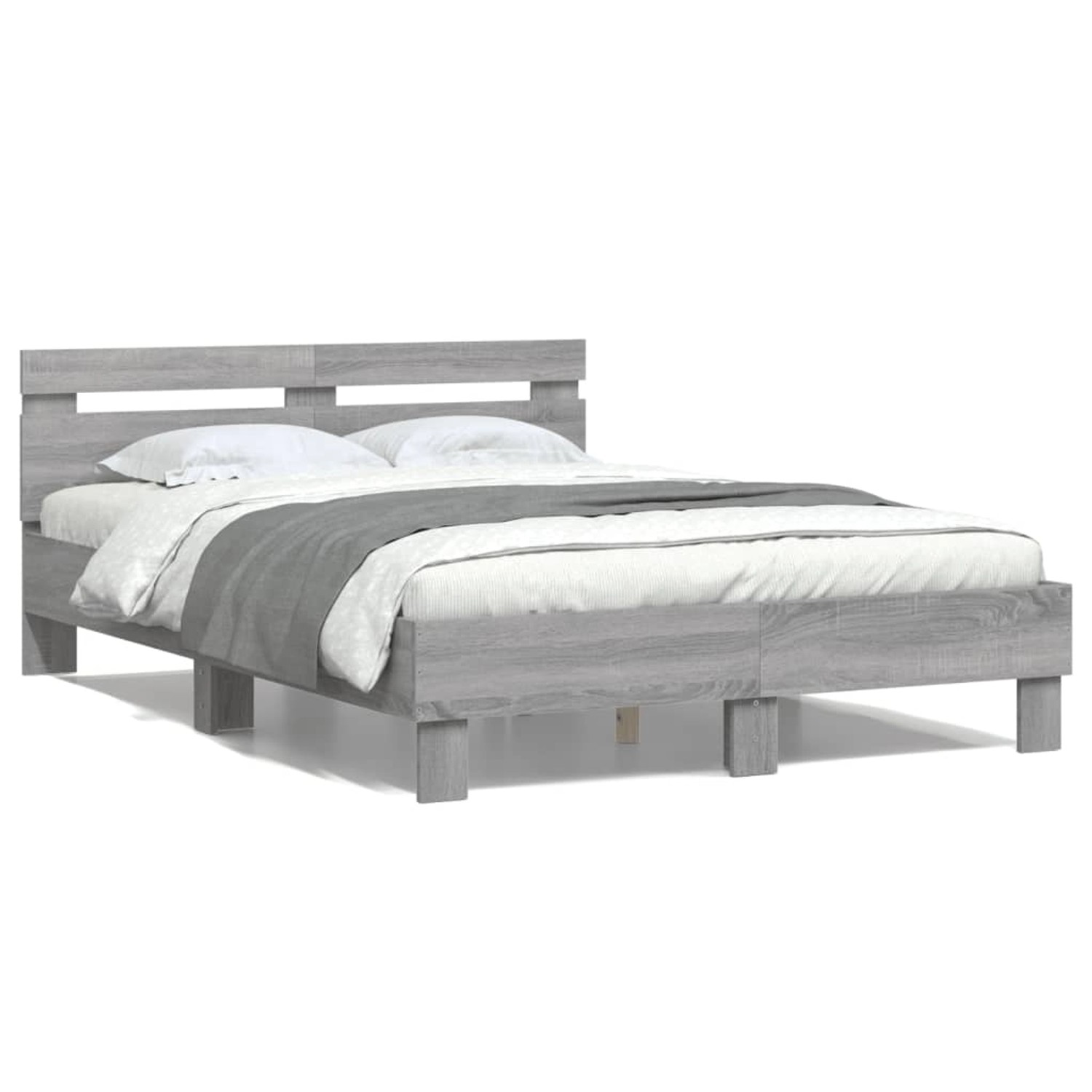 vidaXL Bettgestell mit Kopfteil Grau Sonoma 120x200 cm Holzwerkstoff 320743 günstig online kaufen