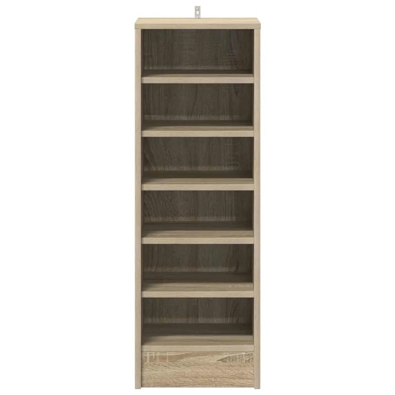 Schuhschrank in Sonoma-Eiche Optik mit 6 Fächern, aus Holzwerkstoff, zur Wandmontage geeignet.