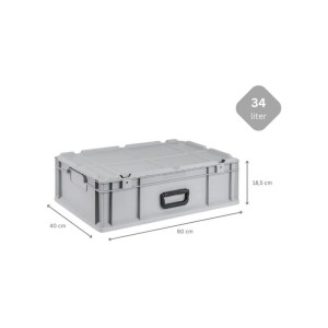 Graue Eurobox NextGen Portable, 34 Liter, mit Rasterschaumstoff und Einlage, 40x60x18,5 cm. Ideal zur Aufbewahrung.